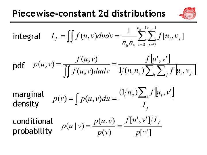 Piecewise-constant 2 d distributions integral pdf marginal density conditional probability 