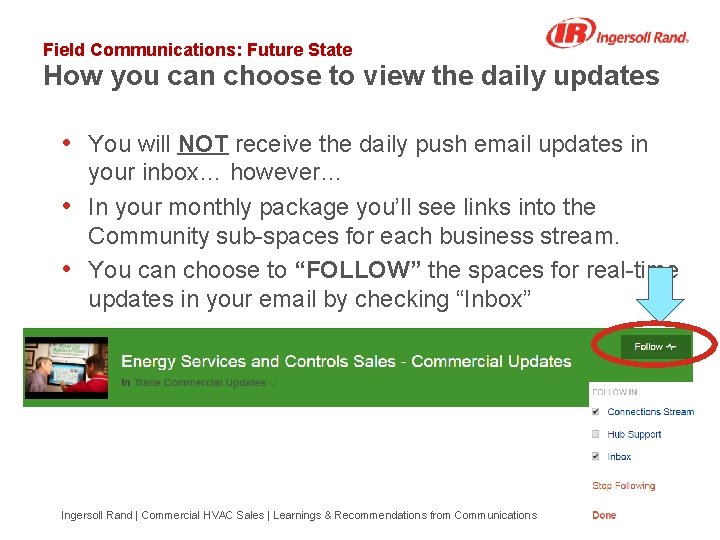 Field Communications: Future State How you can choose to view the daily updates •