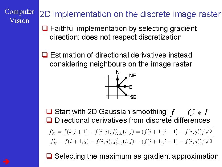 Computer 2 D implementation on the discrete image raster Vision q Faithful implementation by