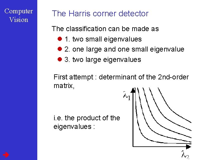 Computer Vision The Harris corner detector The classification can be made as l 1.