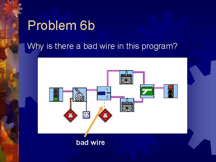 Problem 6 b Why is there a bad wire in this program? bad wire