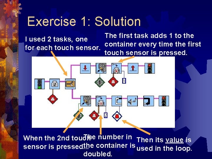 Exercise 1: Solution The first task adds 1 to the I used 2 tasks,