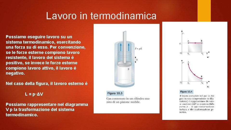 Lavoro in termodinamica Possiamo eseguire lavoro su un sistema termodinamico, esercitando una forza su