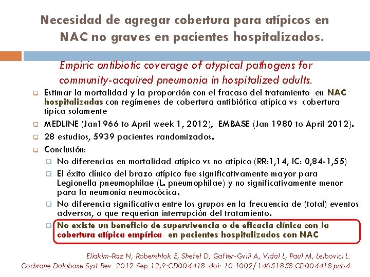 Necesidad de agregar cobertura para atípicos en NAC no graves en pacientes hospitalizados. Empiric