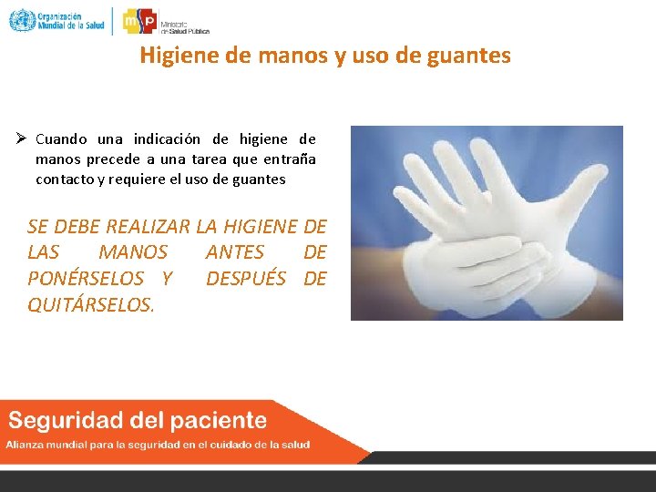 Higiene de manos y uso de guantes Cuando una indicación de higiene de manos