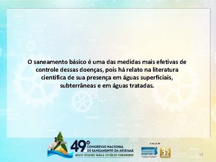 O saneamento básico é uma das medidas mais efetivas de controle dessas doenças, pois
