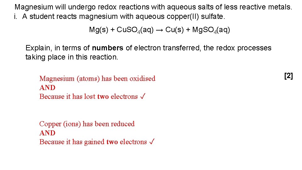 Salts can also be prepared in redox reactions