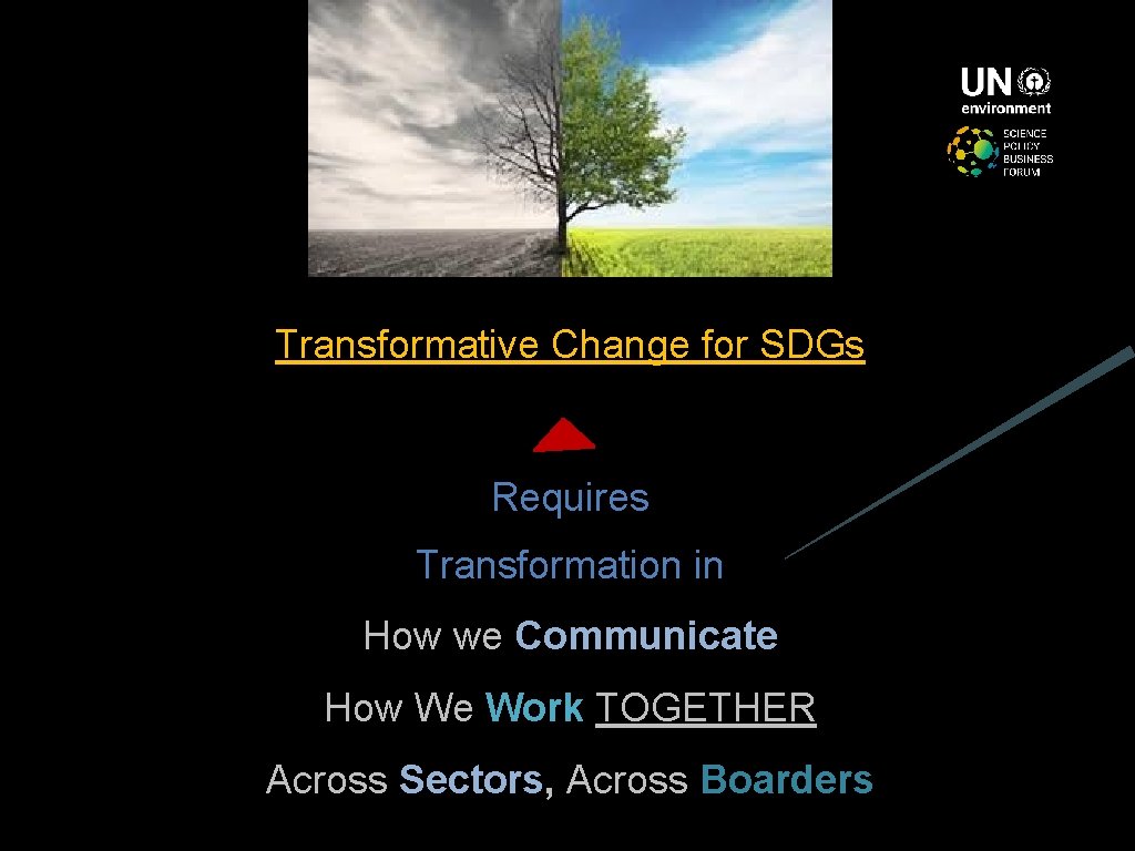Transformative Change for SDGs Requires Transformation in How we Communicate How We Work TOGETHER