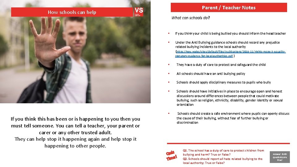Parent / Teacher Notes How schools can help What can schools do? • If Parent / Teacher Notes How schools can help What can schools do? • If