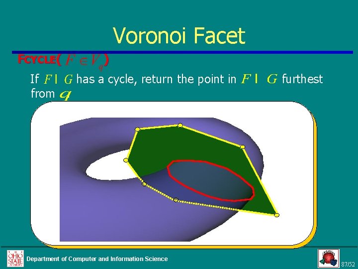 Voronoi Facet FCYCLE( ) If has a cycle, return the point in from. Department