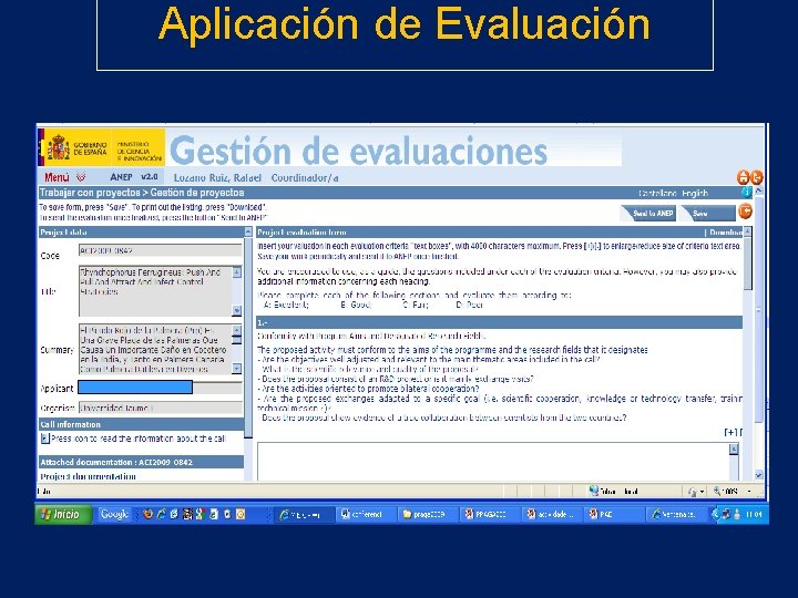 Aplicación de Evaluación 