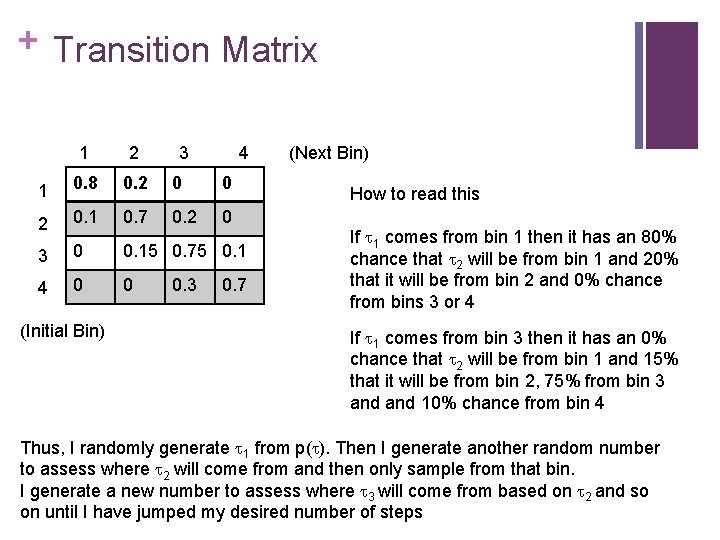 + Transition Matrix 1 2 1 0. 8 0. 2 0 0 2 0.