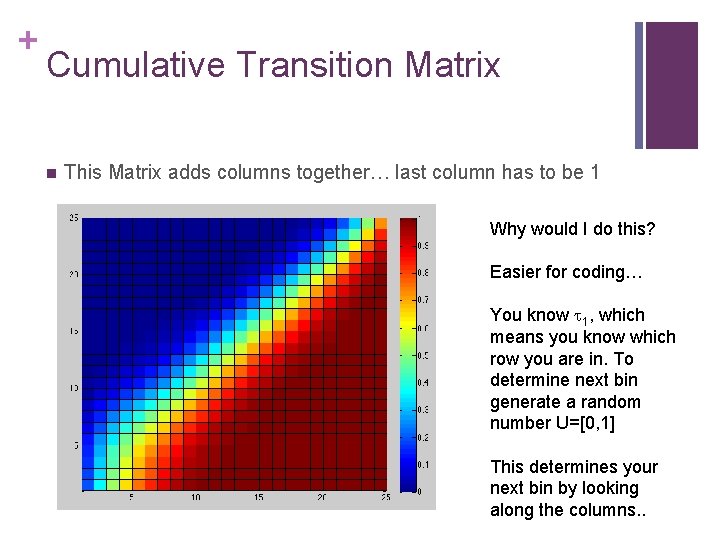 + Cumulative Transition Matrix This Matrix adds columns together… last column has to be