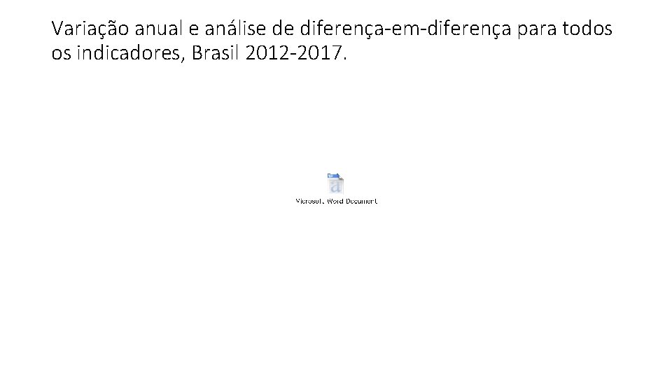 Variação anual e análise de diferença-em-diferença para todos os indicadores, Brasil 2012 -2017. Variação anual e análise de diferença-em-diferença para todos os indicadores, Brasil 2012 -2017.