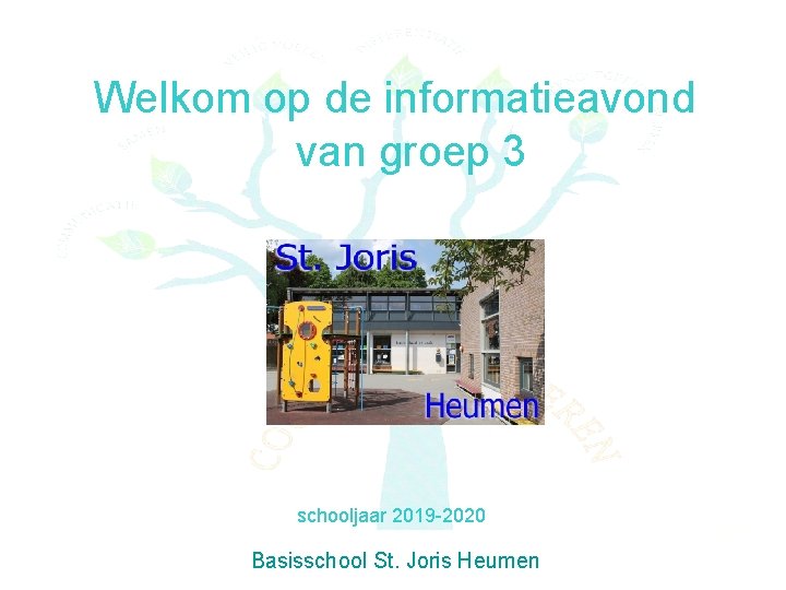  Welkom op de informatieavond van groep 3 schooljaar 2019 -2020 Basisschool St. Joris