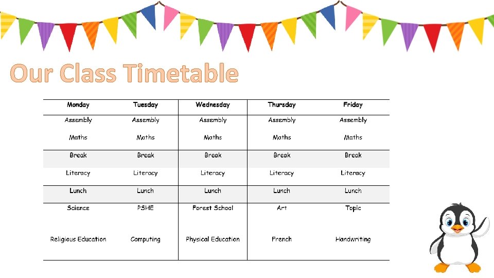 Our Class Timetable 