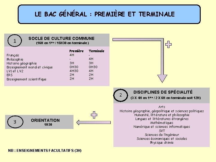 LE BAC GÉNÉRAL : PREMIÈRE ET TERMINALE SOCLE DE CULTURE COMMUNE (16 H en