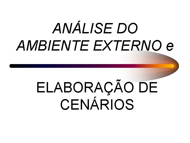 ANÁLISE DO AMBIENTE EXTERNO e ELABORAÇÃO DE CENÁRIOS 