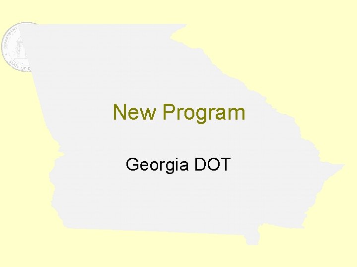 New Program Georgia DOT 