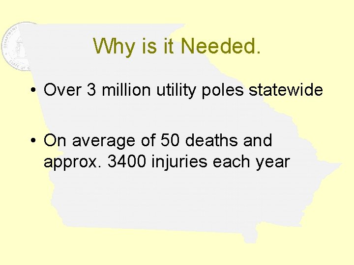 Why is it Needed. • Over 3 million utility poles statewide • On average