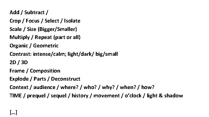 Add / Subtract / Crop / Focus / Select / Isolate Scale / Size