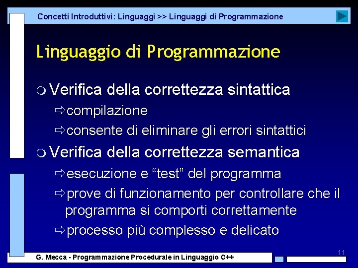 Concetti Introduttivi: Linguaggi >> Linguaggi di Programmazione Linguaggio di Programmazione m Verifica della correttezza