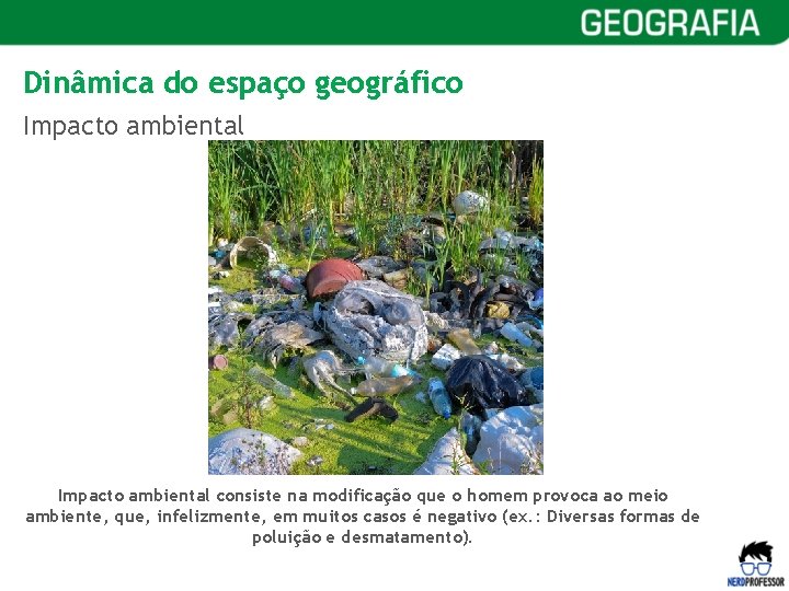 Dinâmica do espaço geográfico Impacto ambiental consiste na modificação que o homem provoca ao