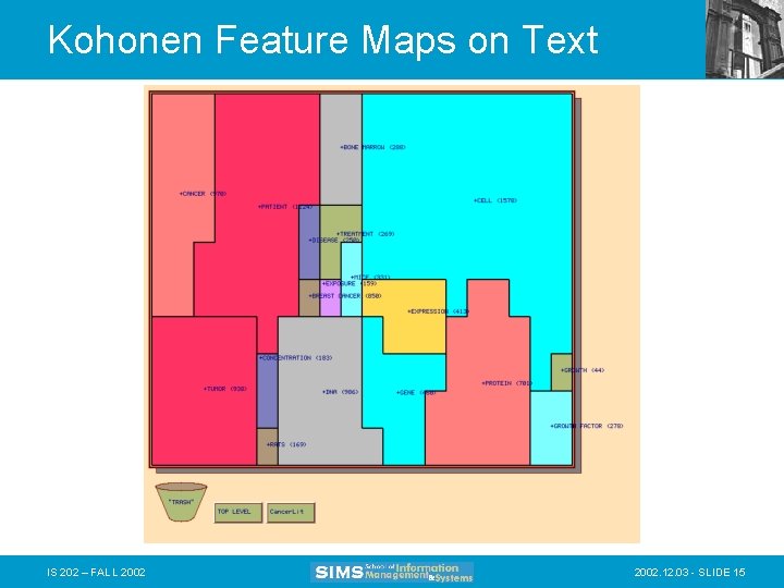 Kohonen Feature Maps on Text IS 202 – FALL 2002. 12. 03 - SLIDE