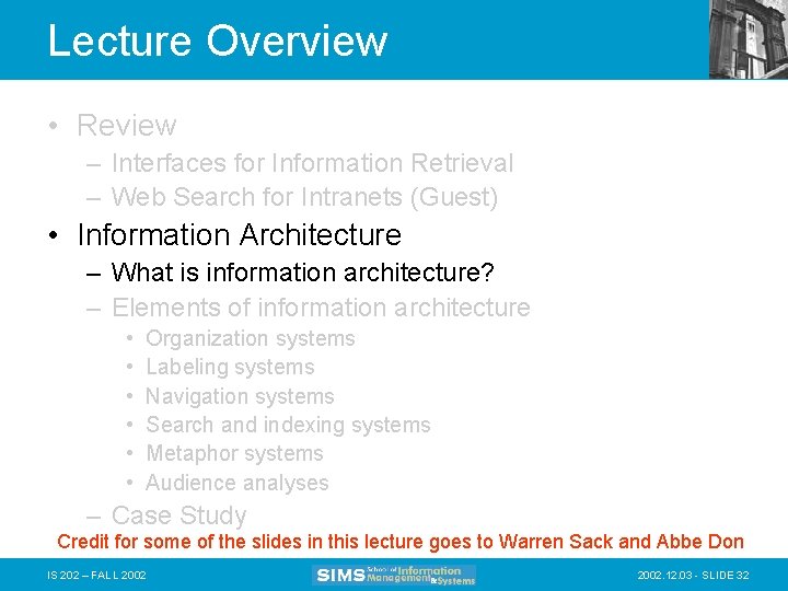 Lecture Overview • Review – Interfaces for Information Retrieval – Web Search for Intranets