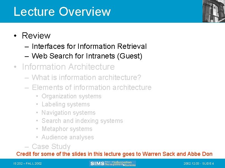 Lecture Overview • Review – Interfaces for Information Retrieval – Web Search for Intranets