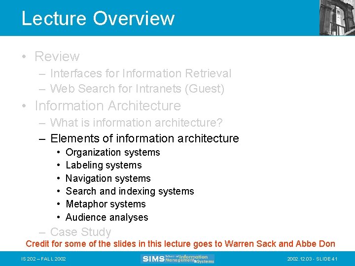 Lecture Overview • Review – Interfaces for Information Retrieval – Web Search for Intranets