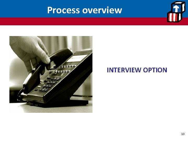 Process overview INTERVIEW OPTION 10 