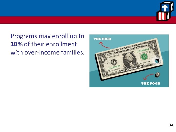 Programs may enroll up to 10% of their enrollment with over-income families. 16 