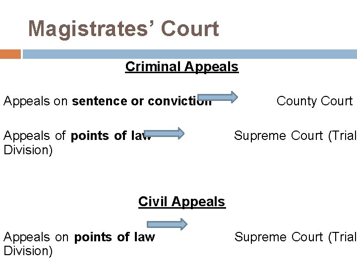 Magistrates’ Court Criminal Appeals on sentence or conviction Appeals of points of law Division)