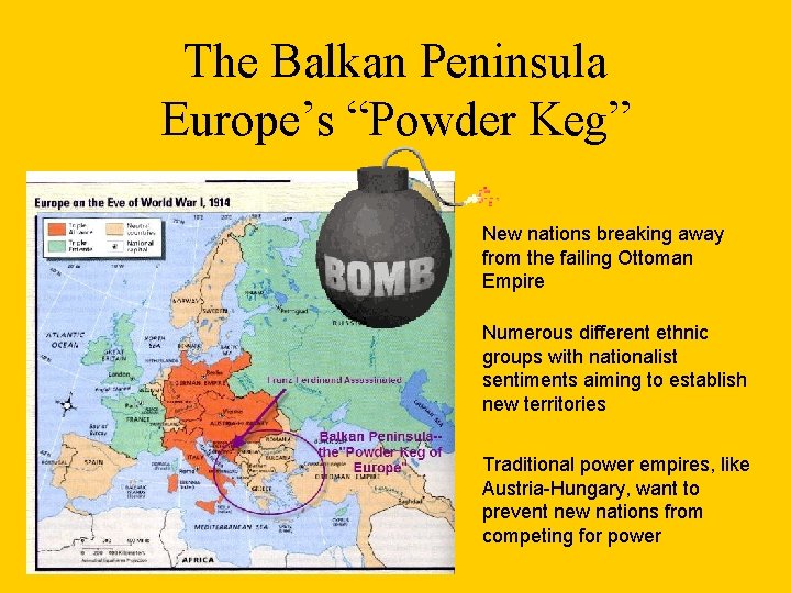 The Balkan Peninsula Europe’s “Powder Keg” New nations breaking away from the failing Ottoman