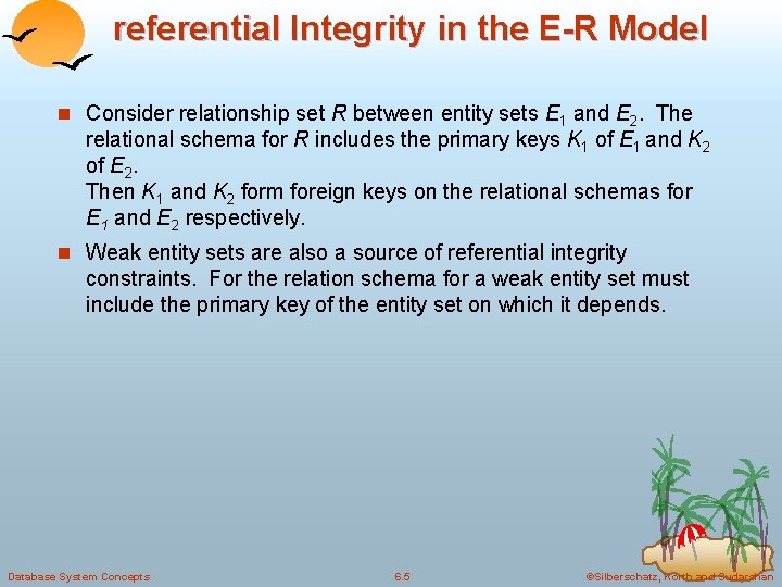 referential Integrity in the E-R Model n Consider relationship set R between entity sets referential Integrity in the E-R Model n Consider relationship set R between entity sets