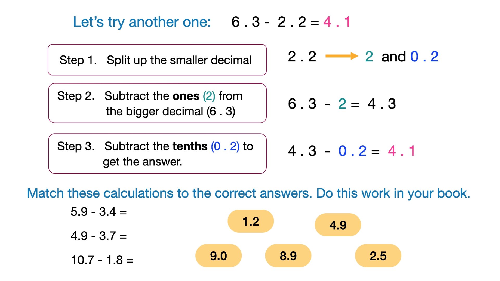 26 LO Decimals and mental maths Write this