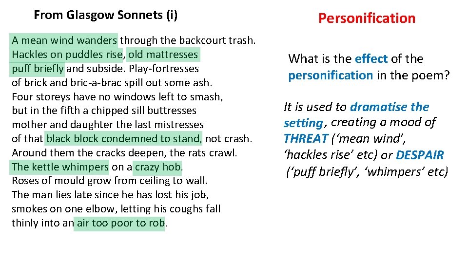From Glasgow Sonnets (i) A mean wind wanders through the backcourt trash. Hackles on From Glasgow Sonnets (i) A mean wind wanders through the backcourt trash. Hackles on