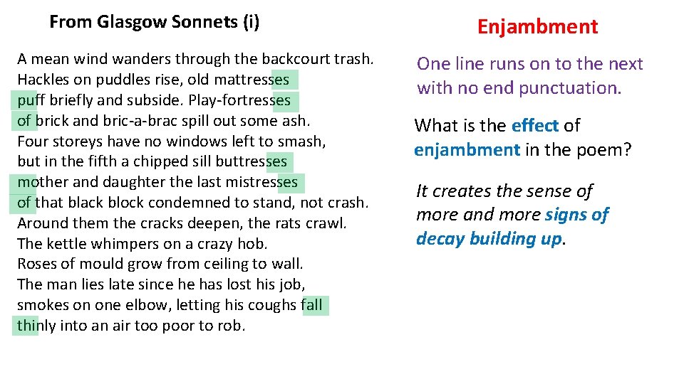 From Glasgow Sonnets (i) A mean wind wanders through the backcourt trash. Hackles on From Glasgow Sonnets (i) A mean wind wanders through the backcourt trash. Hackles on