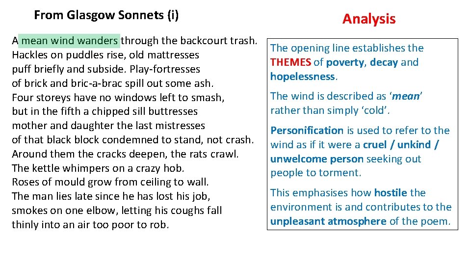 From Glasgow Sonnets (i) A mean wind wanders through the backcourt trash. Hackles on From Glasgow Sonnets (i) A mean wind wanders through the backcourt trash. Hackles on