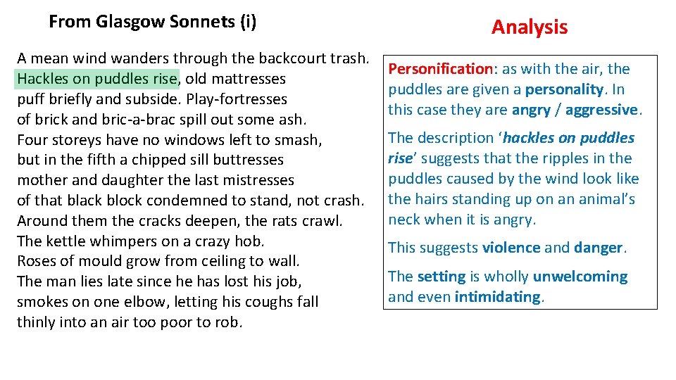 From Glasgow Sonnets (i) A mean wind wanders through the backcourt trash. Hackles on From Glasgow Sonnets (i) A mean wind wanders through the backcourt trash. Hackles on