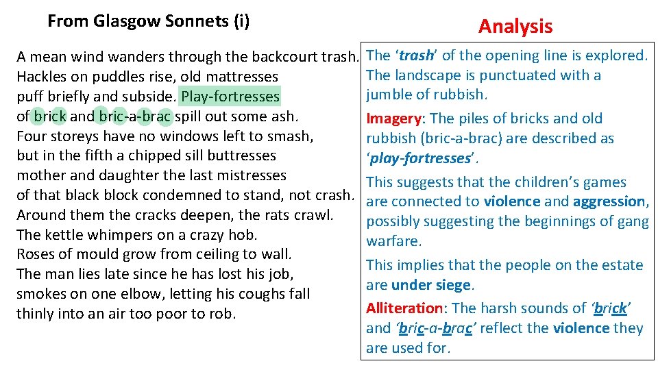 From Glasgow Sonnets (i) A mean wind wanders through the backcourt trash. Hackles on From Glasgow Sonnets (i) A mean wind wanders through the backcourt trash. Hackles on