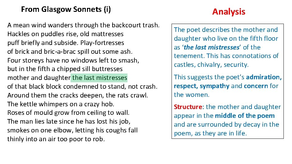 From Glasgow Sonnets (i) A mean wind wanders through the backcourt trash. Hackles on From Glasgow Sonnets (i) A mean wind wanders through the backcourt trash. Hackles on