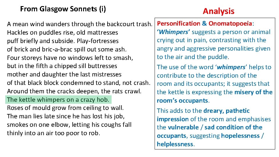 From Glasgow Sonnets (i) A mean wind wanders through the backcourt trash. Hackles on From Glasgow Sonnets (i) A mean wind wanders through the backcourt trash. Hackles on