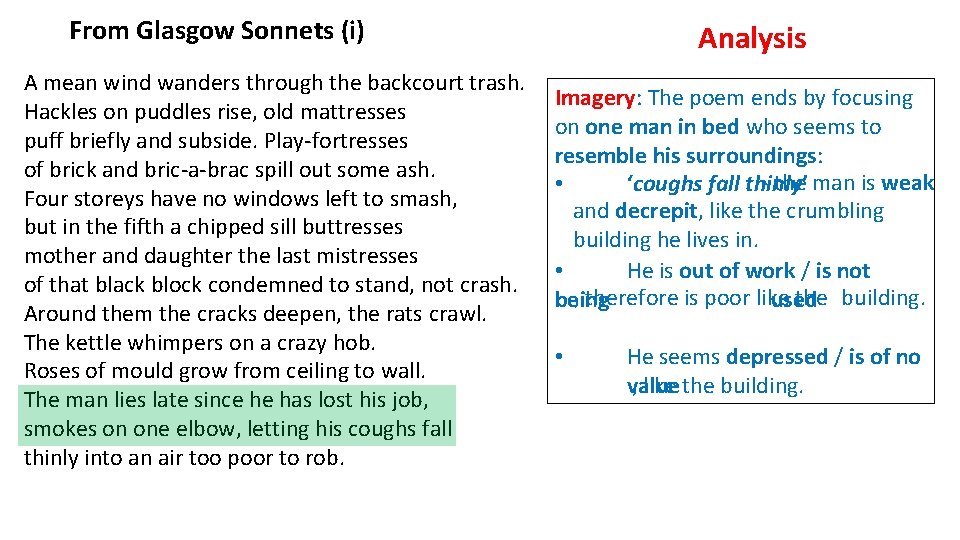 From Glasgow Sonnets (i) A mean wind wanders through the backcourt trash. Hackles on From Glasgow Sonnets (i) A mean wind wanders through the backcourt trash. Hackles on