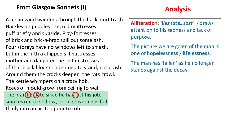 From Glasgow Sonnets (i) A mean wind wanders through the backcourt trash. Hackles on From Glasgow Sonnets (i) A mean wind wanders through the backcourt trash. Hackles on