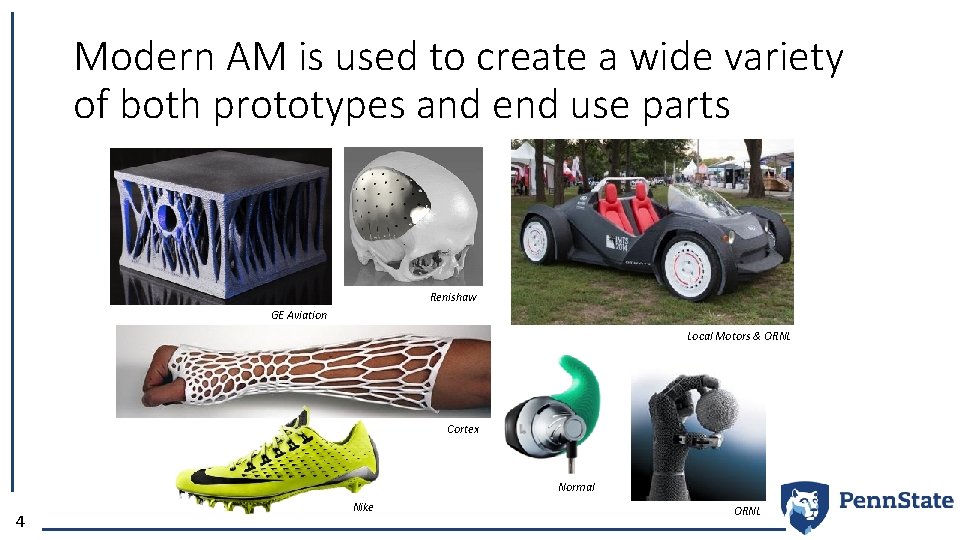 Modern AM is used to create a wide variety of both prototypes and end