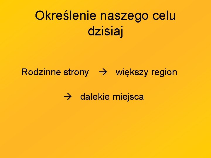 Określenie naszego celu dzisiaj Rodzinne strony większy region dalekie miejsca 