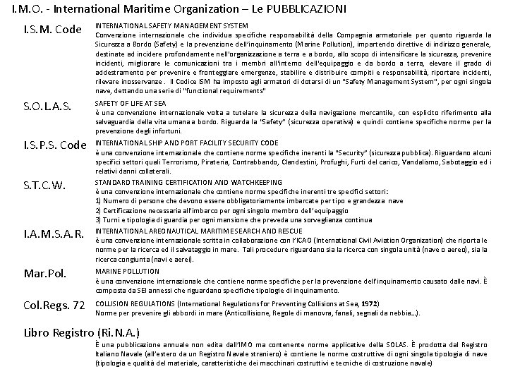 Imoc Code I M O International Maritime Organization Le PUBBLICAZIONI
