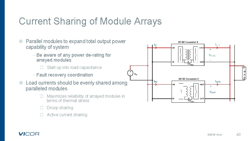 Current Sharing of Module Arrays n Parallel modules to expand total output power capability